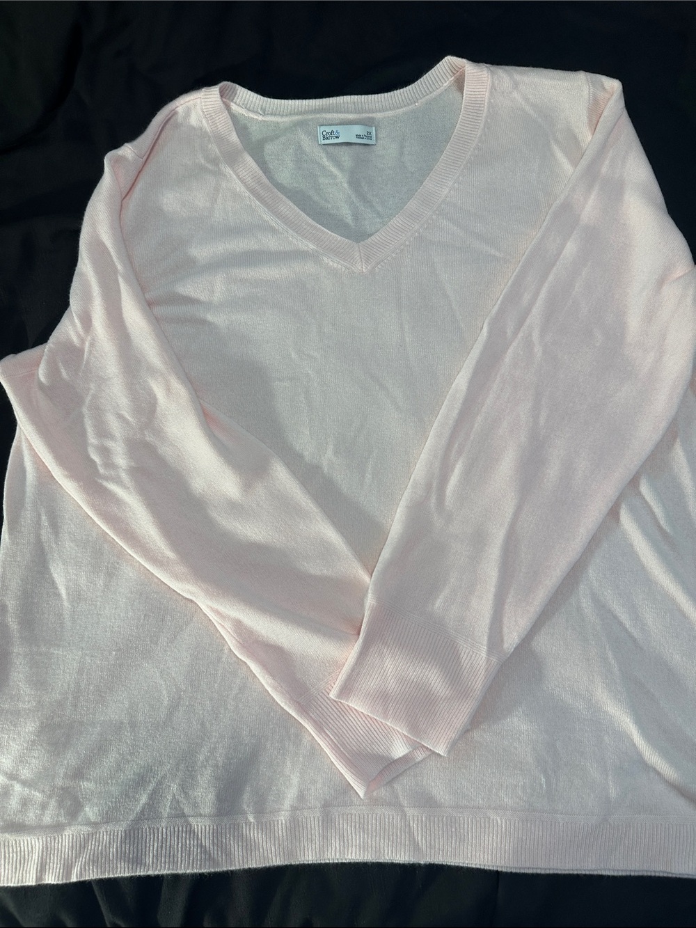 croft & barrow Pale Pink V-Neck Knit Sweater